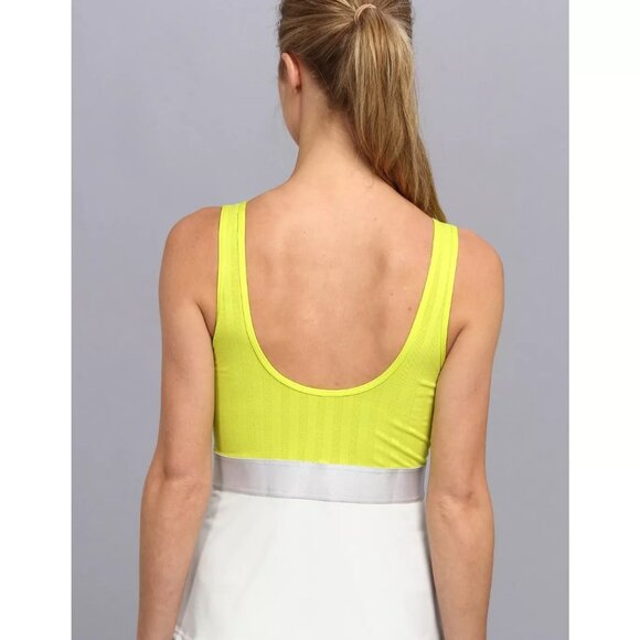 Nike Dri-Fit Safety Yellow Reflective Gray Strip Running Tennis Tank Size L - Picture 5 of 9